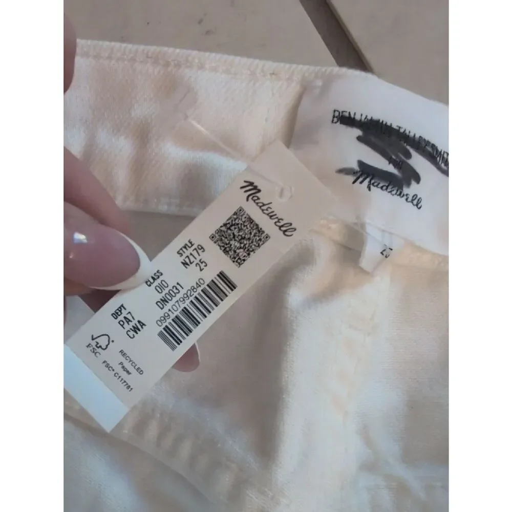 NWT Madewell X Benjamin Talley Smith Coolidge Low-Rise Wide-Leg Jean White 25